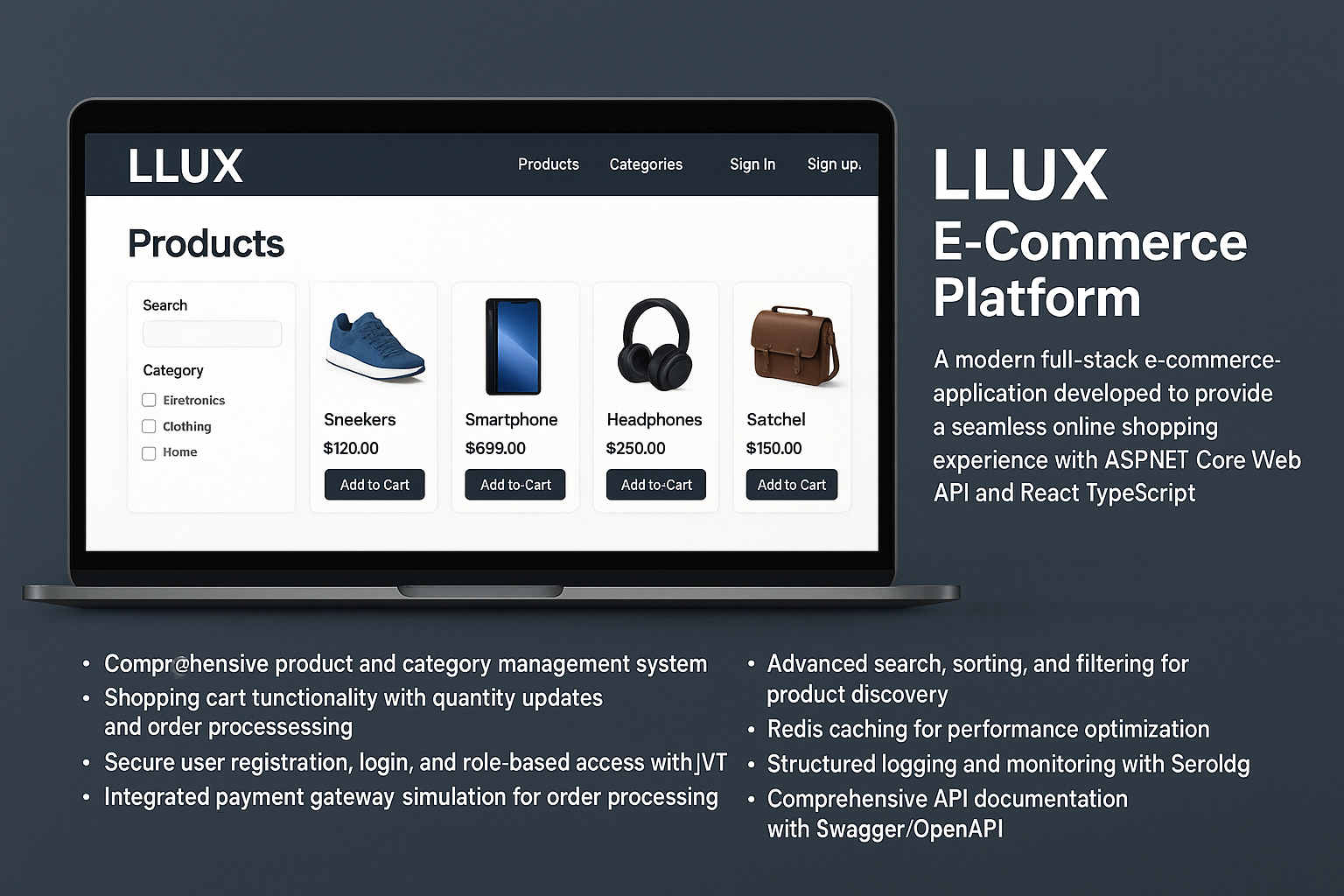 LLUX E-Commerce Platform preview
